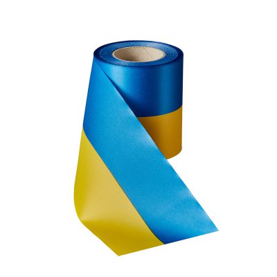 Rouwlint SuperSatin 100 MM blauw-geel Rol 25 meter