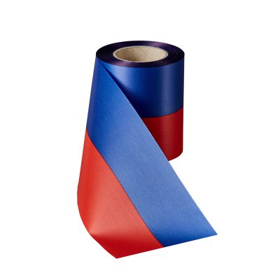 Rouwlint SuperSatin 100 MM rood-blauw Rol 25 meter