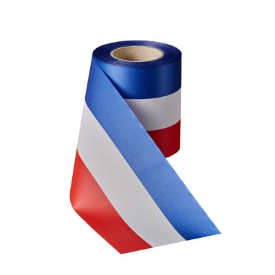 Rouwlint SuperSatin 100 MM rood-wit-blauw Rol 25 meter