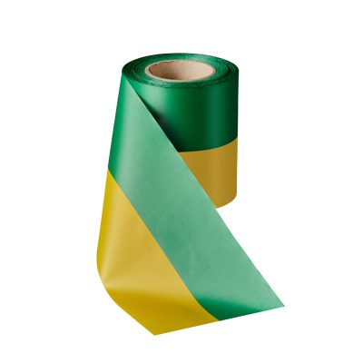 Rouwlint SuperSatin 75 MM groen-geel Rol 25 meter
