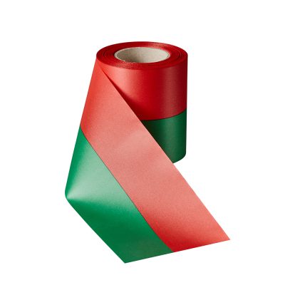 Rouwlint SuperSatin 75 MM groen-rood Rol 25 meter