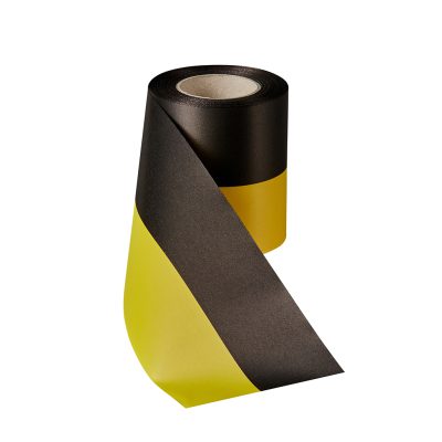 Rouwlint SuperSatin 75 MM zwart-goud Rol 25 meter