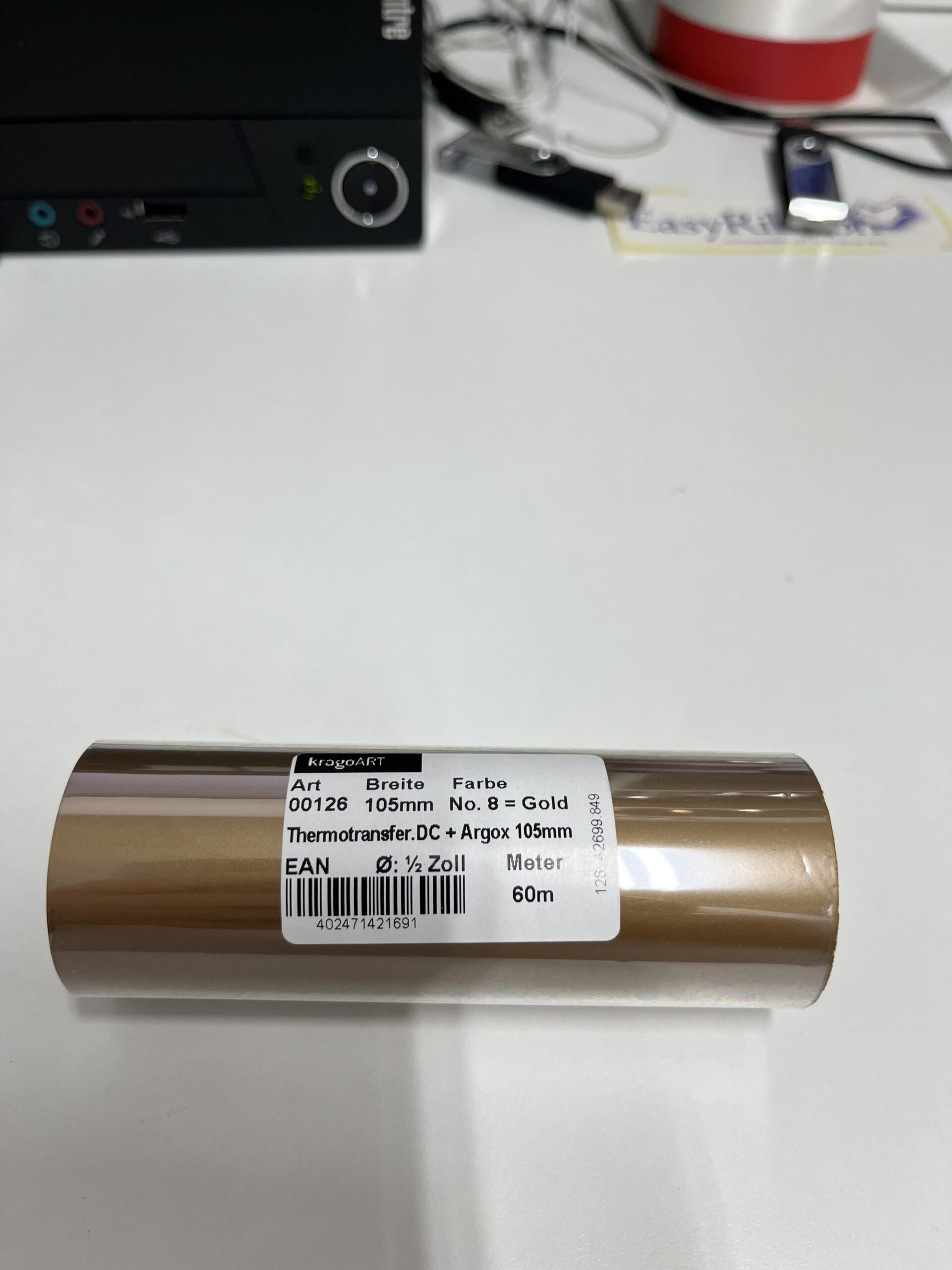 EasyRibbon folie matgoud 105 mm x 60 M voor DC printer.